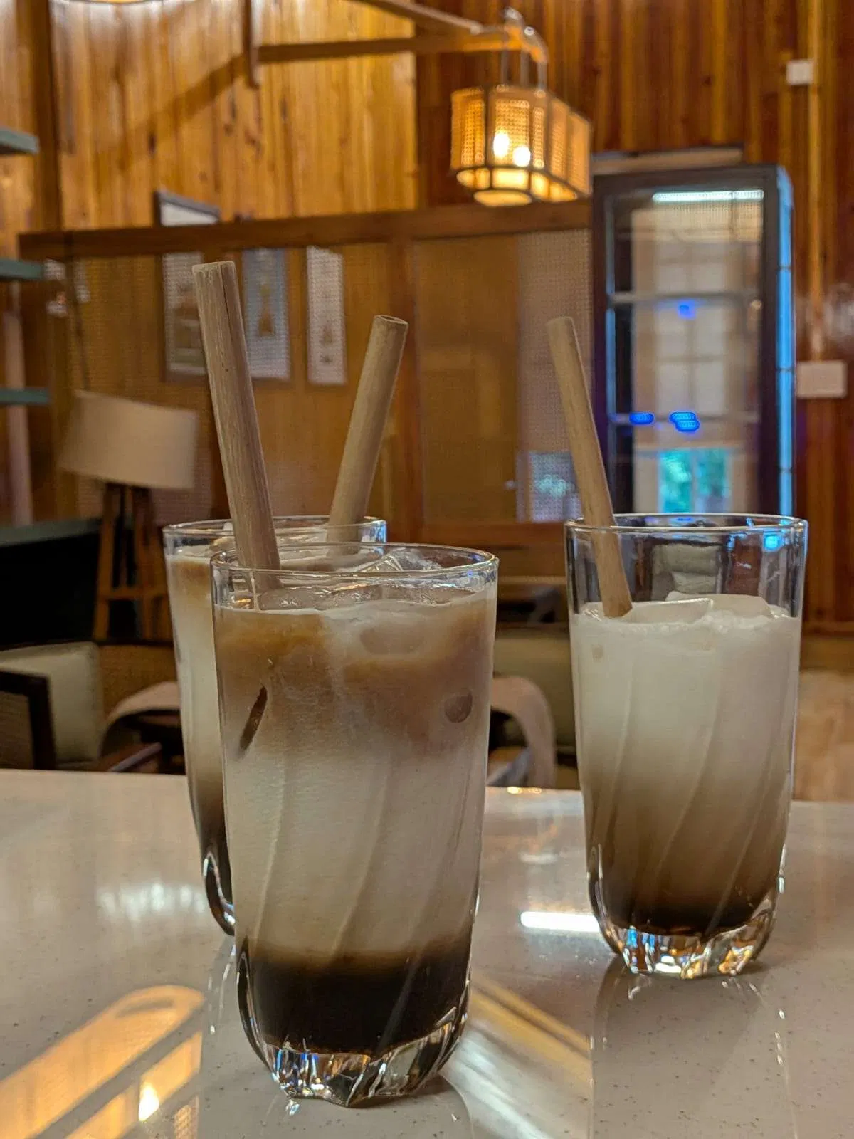 Two cold coffee drinks at the café