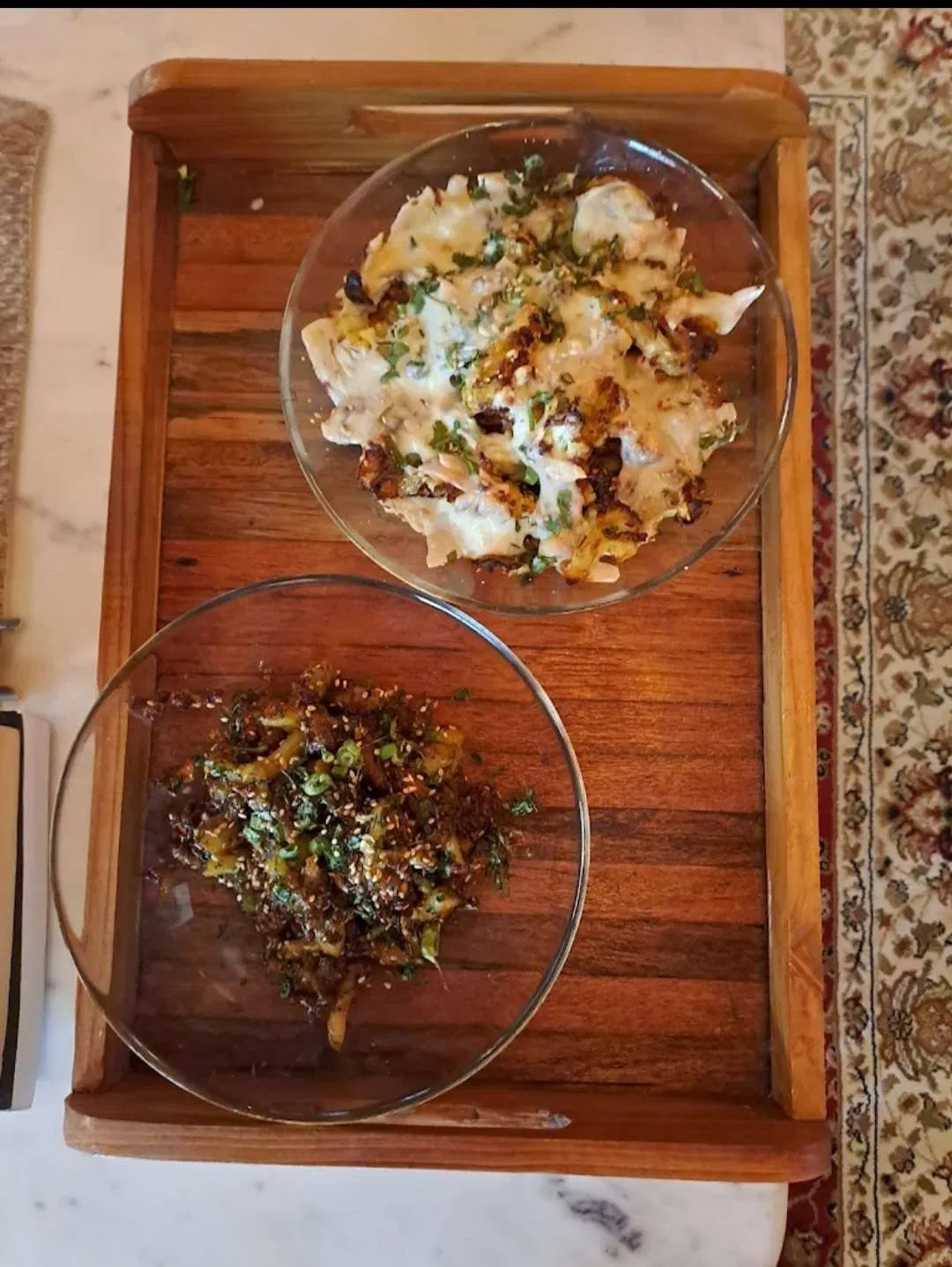 A café meal served on a wooden tray